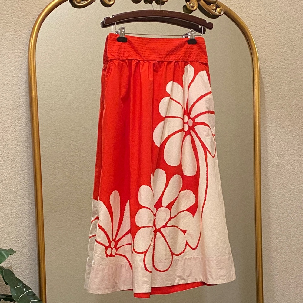 Farm Rio Anthropologie Printed Poplin Midi Skirt Size S - Picture 3 of 15